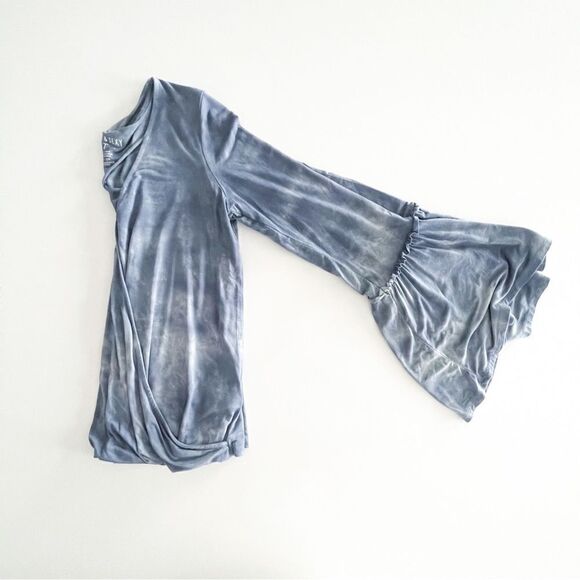 AEO Soft & Sexy Bell Sleeve Blue Tie Dye Top Women's S Cross Front V Neck - Picture 9 of 10